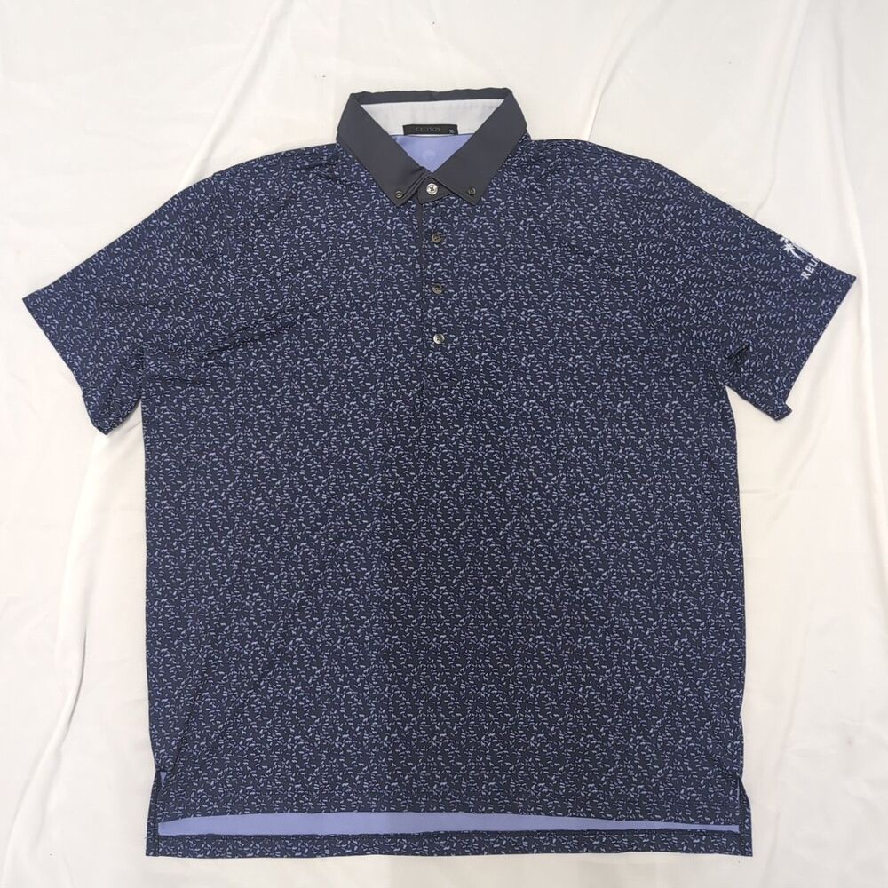 Greyson Golf Polo Shirt XL Blue Purple Wolf Pack Cutaway Buttoned Down Collar